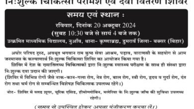 Photo of डुमरांव के नुआंव गांव मे 20 अक्टूबर को निःशुल्क चिकित्सा परामर्श एवं दवा वितरण शिविर का आयोजन ..